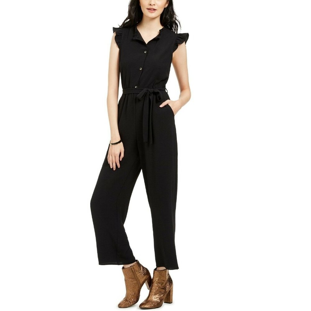 Monteau PXL Petite V-Neck Ruffled Jumpsuit, NwT